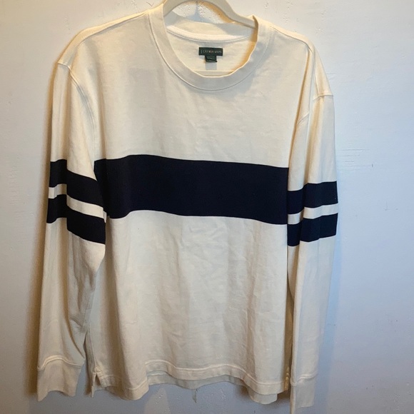 JCREW pullover cream and navy striped long sleeve size L NWOT - Picture 1 of 5
